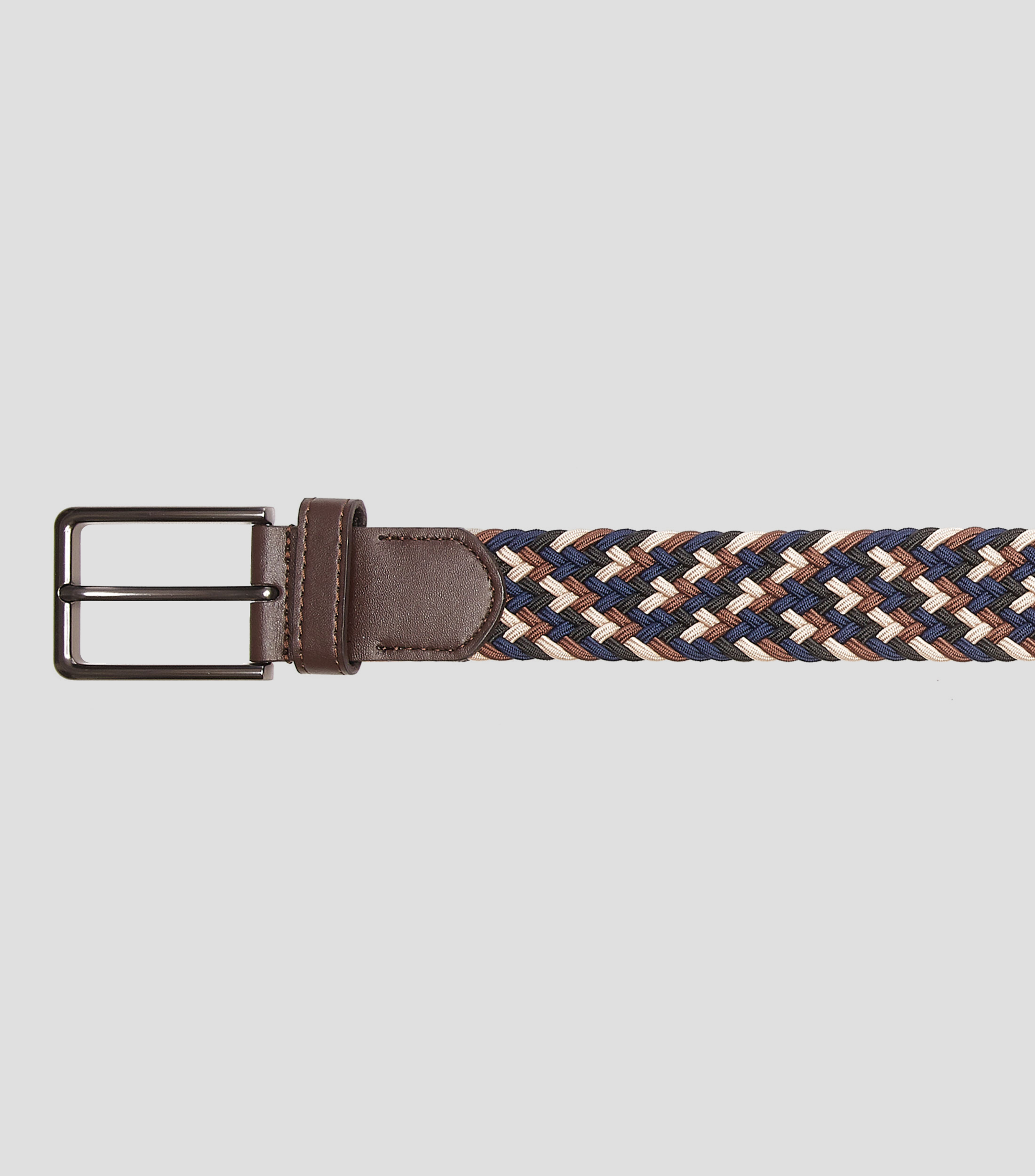 Cinturón en textil multicolor con trenzado Hombre